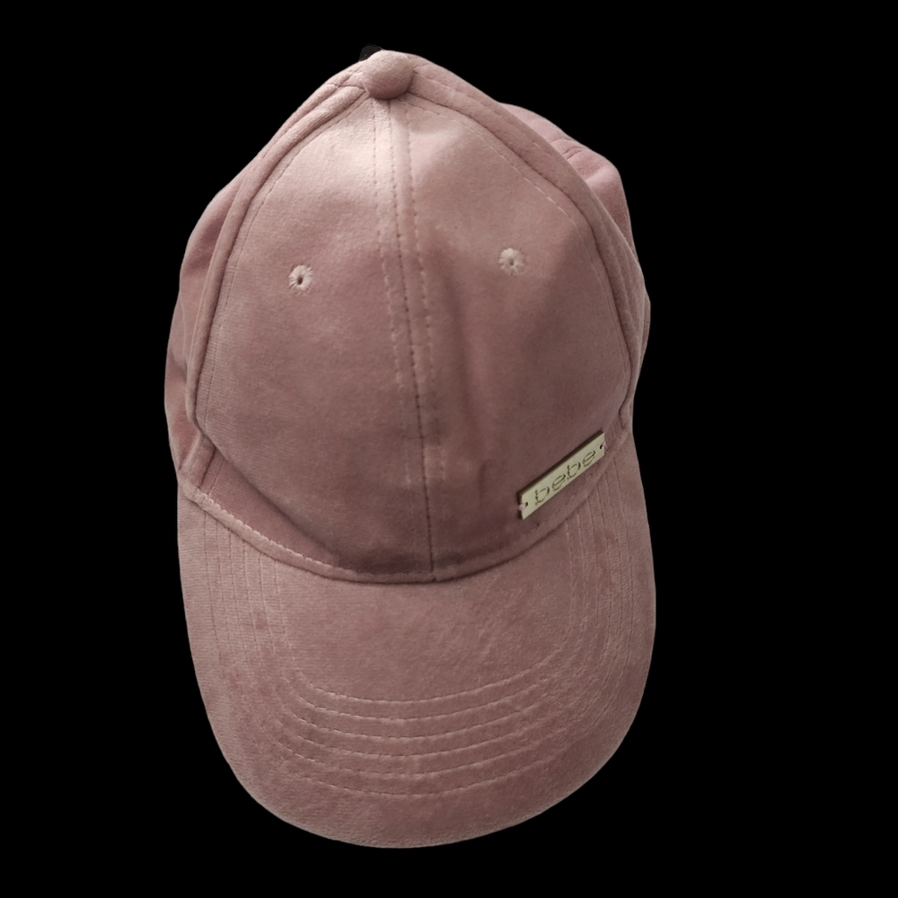 Bebe Mauve Pink Velvet Velour Baseball Cap Soft Logo Hat